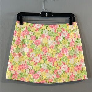 Lilly Pulitzer Tate Multi Floral Sunbonnet Eyelet Lace Skirt Size 2 Style 48553